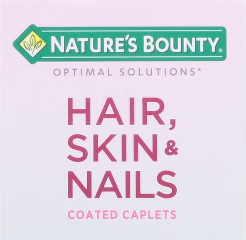 Nature's Bounty Optimal Solutions Hair, Skin & Nails Formula, with 3,000 mcg Biotin, 20 Total Servings, 60 Coated Caplets (Pack of 2)