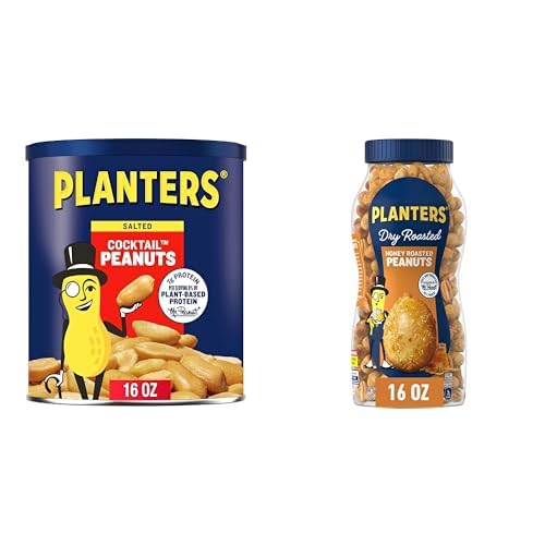 PLANTERS Bundle Salted Cocktail Peanuts + Honey Roasted Peanuts, Pack of 2