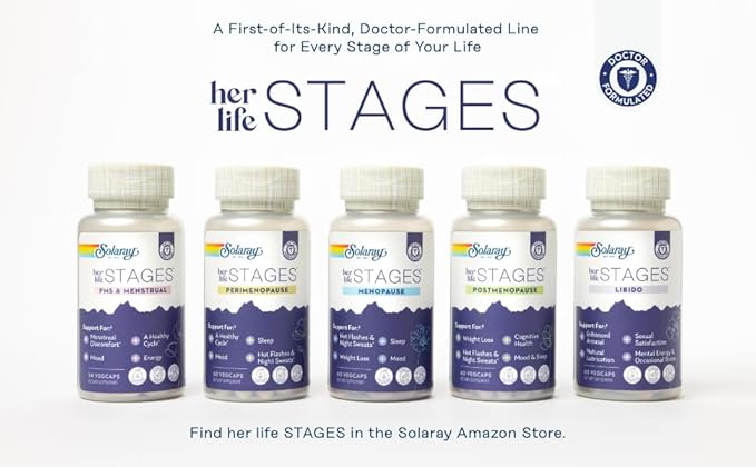 SOLARAY PhytoEstrogen Menopause Supplements - Wild Yam, Black Cohosh, and Dong Quai Estrogen Pills for Women's Health - Vegan, Lab Verified, 60-Day Guarantee (30 Servings, 120 VegCaps)