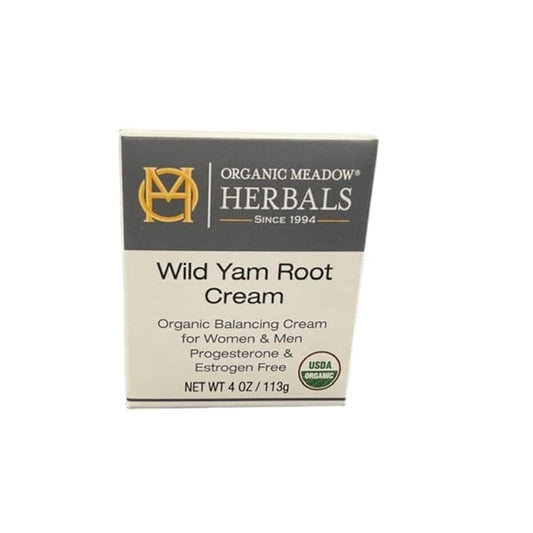 Organic Meadow Herbals Wild Yam Root Cream - USDA Certified Organic Balancing Cream for PMS & Menopause Relief - Estrogen & Progesterone-Free, Handmade, Woman-Owned & Operated Since 1994 (4 oz)