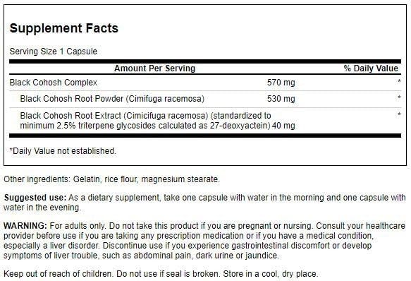 Swanson Black Cohosh (Standardized) 20 Milligrams 120 Capsules