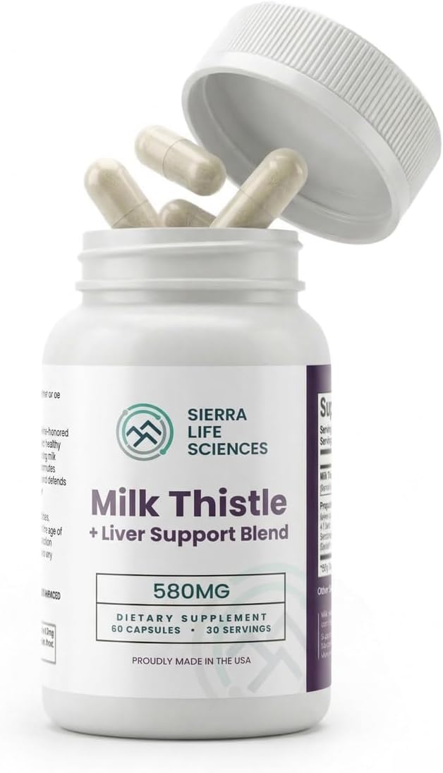 Milk Thistle+ Liver Support Blend | 580mg with Turmeric, Dandelion Root, Beet, & Black Pepper | for Liver Enzyme Support, Detox & Antioxidant Defense | 60 Capsules