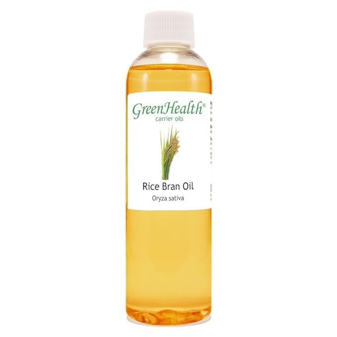 GreenHealth Rice Bran Carrier Oil – 100% Pure, Cold Pressed, 4 fl oz – Clear Plastic Bottle for Skin, Hair, Massage & DIY Beauty