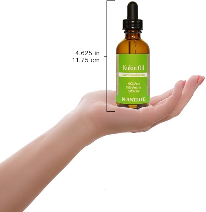 Plantlife Kukui Carrier Oil - Cold Pressed, Non-GMO, and Gluten Free Carrier Oils - for Skin, Hair, and Personal Care - 2 oz