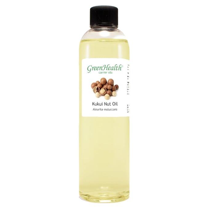 GreenHealth Kukui Nut Oil – 8 fl oz (237 ml) Plastic Bottle w/Cap – 100% Pure Carrier Oil