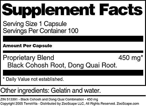 Black Cohosh and Dong Quai Combination - 450 mg (100 Capsules, ZIN: 513391)