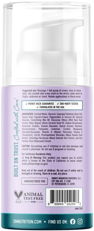 Advanced Estro-Life Balancing Skin Cream for Women | Cosmetic Skin Cream with Estriol, Wild Yam, Black Cohosh, Vitamin A, Black Currant Oil & Manganese | Paraben-Free | 80 Applications | 4oz Pump