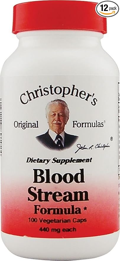 Christopher's Original Formulas Blood Stream Formula - Blood Circulation Supplements - Supports Vein Elasticity, Clean & Pure Bloodstream - Pack of 12