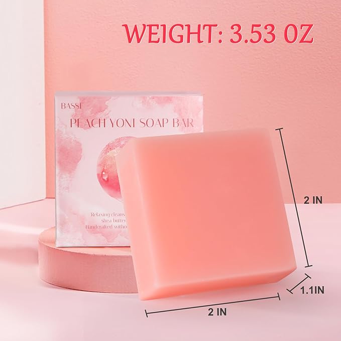Yoni Soap Bars & Natural Yoni Oil Set, Natural Vaginal Wash for Women Feminine Wash Vaginial Deodorants pH Balance, Eliminates Odor, Feminine Oil 30ml/1 oz, 2 Pcs Vaginal Care Soap (Peach)