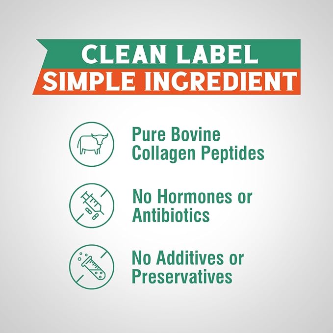 Bovine Collagen Peptides Powder for Women and Men, Grass-Fed Hydrolyzed Collagen Protein Type I & III, Skin, Hair, Nails, Bones, Digestion, Unflavored, Non-GMO, Keto & GF, 11 Servings, 8oz