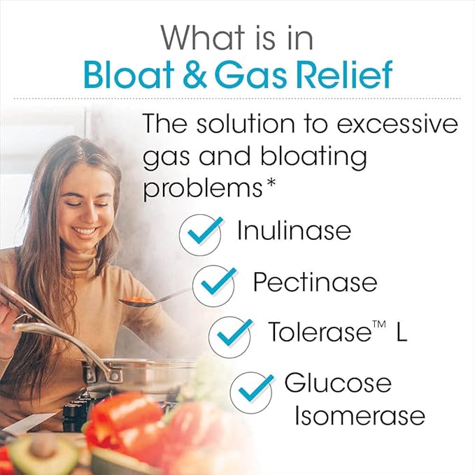 Silver Fern Bloat & Gas Relief Digestive Enzyme Blend - 1 Bottle = 30 Servings - FODMAP & Bloating Digestion Supplement with Tolerase L, Pectinase & More (1 Bottle)