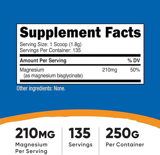 Nutricost Magnesium Glycinate Powder (250 Grams) (Unflavored)