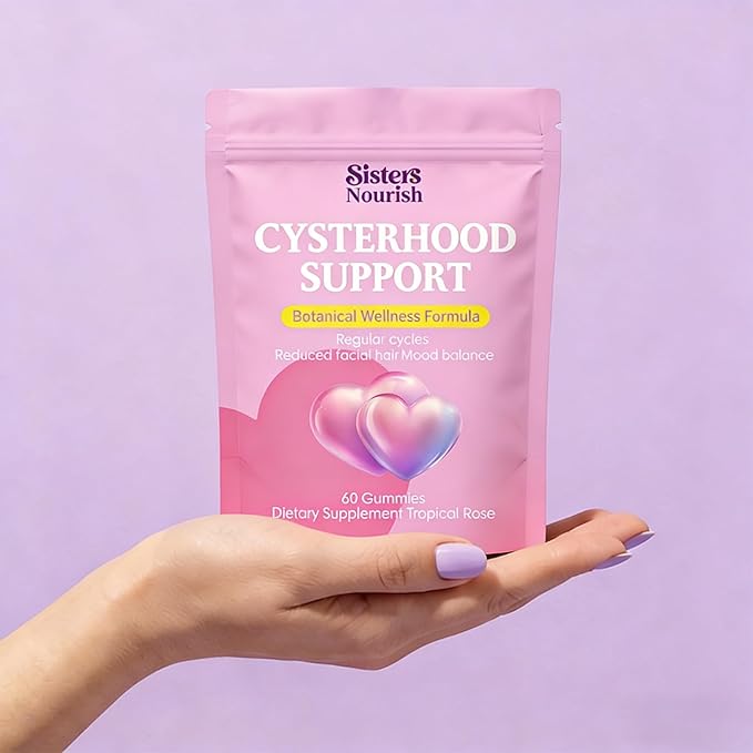 Cysterhood Support Gummies, Women's Gummies with Inositol, Zinc, Vitamin D3 & Vitamin B12, Supports Healthy Energy Levels, Vegan & NO GMO, 60 Gummies (2pcs)