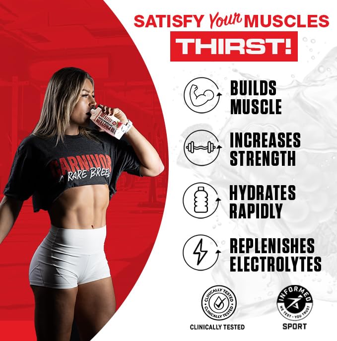 MuscleMeds Carnivor Protein Hydration RTD, Ready to Drink, Lactose Free, Sugar Free, 30g Isolate Protein, Halal Certified, Rocket Pop, 16.9 Fl Oz (Pack of 12)