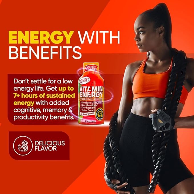 Vitamin Energy Immune+ Extra Strength Energy Shot Fruit Punch 12 Pack, 260mg Natural Caffeine, B-Vitamins, Citicoline, Green Tea, Immunity & Focus Support, Zero Sugar, Gluten-Free 1.93 fl oz
