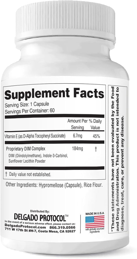 EstroBlock Estrogen Balance Supplement - Maintain Clear Skin, Body Defenses for Women & Men - Delgado Protocol - Original Formula w/No Crystalline DIM Against Dysfunction - 60 Capsules