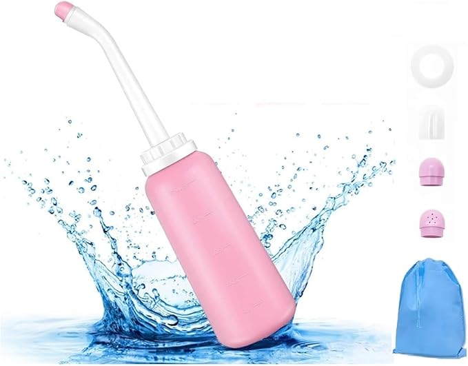 Peri Bottle for Postpartum Care 500ml – Portable Travel Bidet with Angled Nozzle & Soft Tip, Feminine Hygiene Wash Bottle, Perineal Recovery Essentials, Intimate Cleansing Spray 17oz.