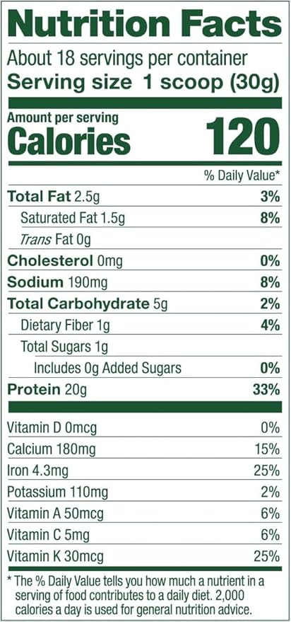 Vega Protein and Greens Protein Powder, Vanilla - 20g Plant Based Protein Plus Veggies, Vegan, Non GMO, Pea Protein for Women and Men, 1.2 lbs (Packaging May Vary) (Pack of 1)