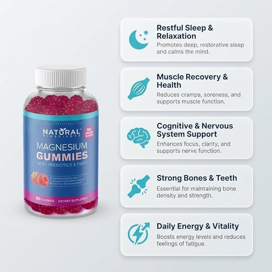 Magnesium Gummies for Adults - High Potency Magnesium Supplement, Sugar-Free High Absorption Magnesium, Easy to Chew, No Sweeteners, Vegan Anti-Stress Gummies, for Sleep & Relaxation, 90 Gummies