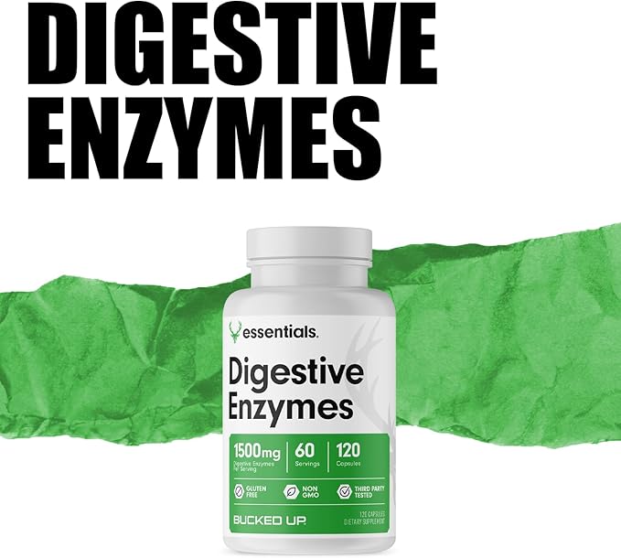 Bucked Up Digestive Enzymes (1500 mg), Essentials (60 Servings, 120 Capsules)