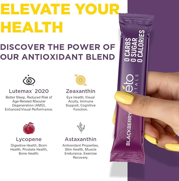 Keto Vitals Antioxidant Electrolytes Powder Packets No Sugar | Keto Friendly Electrolytes Travel Packets | Variety Stickpacks | Energy Drink Mix | Zero Calorie | Zero Carb (Berry Assorted, 30)