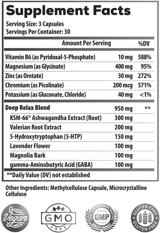 Ideal Infusion Nighttime Muscle Recovery & Deep Sleep Supplement: Stress Support and Hormone Balance - Zinc + Magnesium Glycinate, Ashwagandha KSM-66 - Melatonin-Free (90 Capsules)