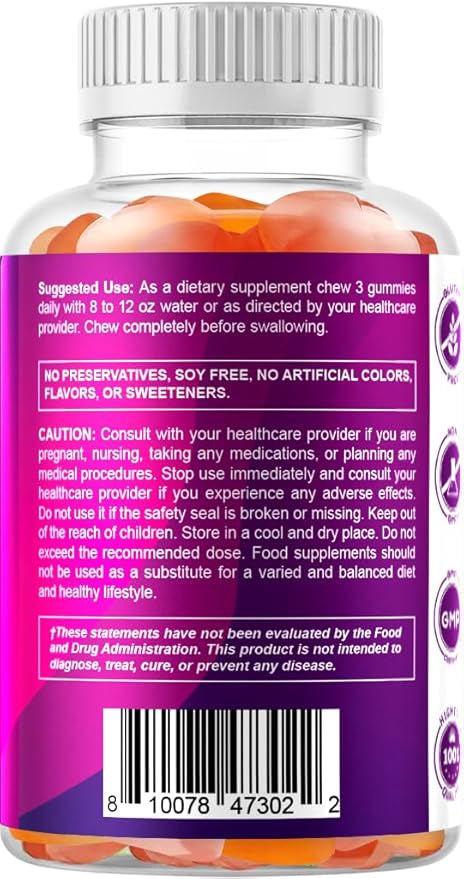 Vitamatic Prebiotic Fiber Gummies for Adults – 4 Pack (Total 120 Gummies) 7g Fiber per Serving | Extra Strength | Zero Sugar Added | Pectin-Based | Digestive Health & Regularity Support