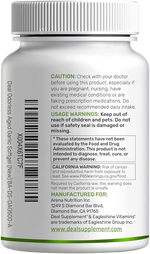 Odorless Aged Garlic, 500 Softgels – Enhanced with MCT Oil - Fresh Allium Sativum Bulb Source – 2-Years Aged Garlic Extract – Non-GMO, cGMP Manufactured
