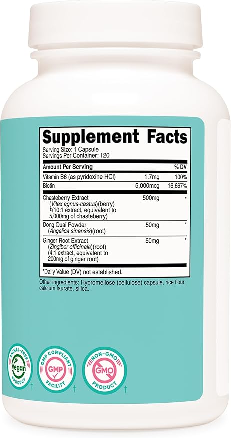 Nutricost Chasteberry Extract Supplement for Women 120 Capsules for 120 Servings - Vitex Extract with Dong Quai & Ginger Root, Vegan