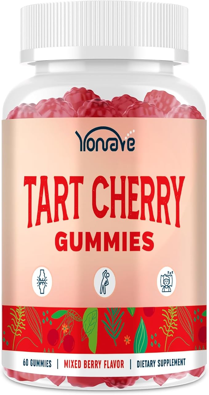 3300mg Tart Cherry Gummies for Uric Acid Cleanse, Sleep, Gout, Joint & Kidney Support – Tart Cherry Extract with Celery Seed, Melatonin, Vitamin C – Detox & Antioxidant – Mixed Berry Flavor, 60 Count