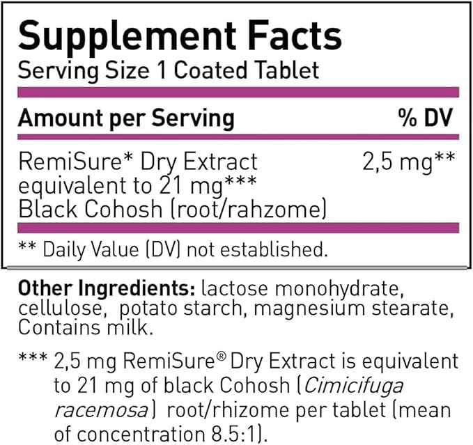 Remifemin Menopause Symptoms Relief - Clinically Proven Ingredients - Menopause Supplements - Black Cohosh - Estrogen-Free - Made in Germany - 60 Tablets