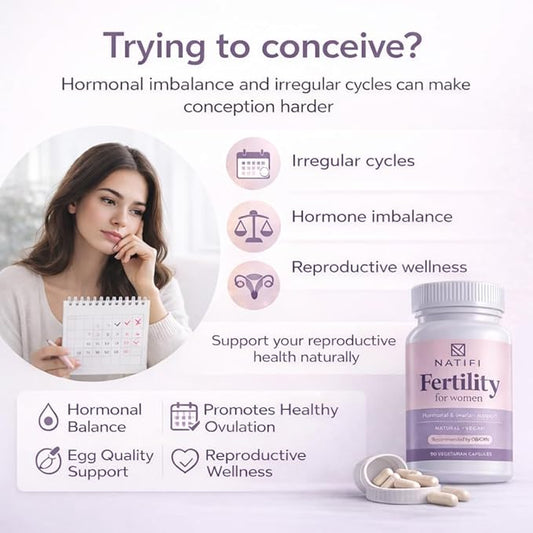 Natifi (2 Bottles Fertility Prenatal Vitamins Regulate Cycles Balance Hormones, Aid Ovulation. Conception Multivitamin for Women. 60 Caps Folic Acid, Myo Inositol, Vitex