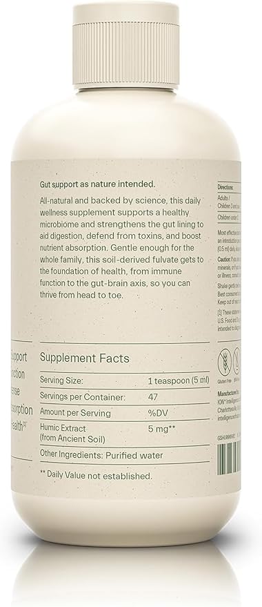 ION* Intelligence of Nature Gut Support Liquid Supplement - Gut & Digestive Health Liquid Drops, Cleanse & Detox with Humic Extract for Women & Men, Adults & Kids 4+ - 8 fl oz (Pack of 1)