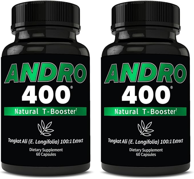 Andro400 Natural T Booster Supplements for Men – Traditional Tongkat Ali (Eurycoma Longifolia) 100:1 Extract – Herbal Formula for Energy, Stamina, & Metabolic Support – 2 Packs, 120 Capsules