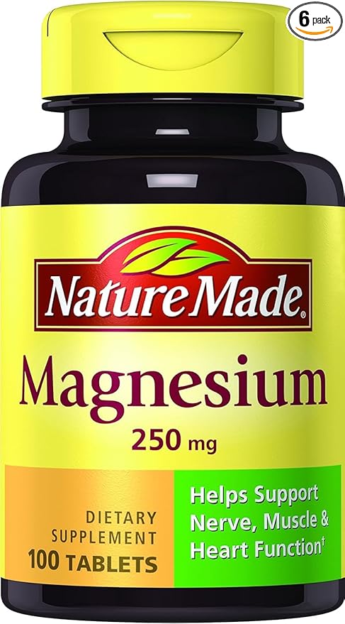 Nature Made Magnesium 250mg, 100 Tablets (Pack of 6)