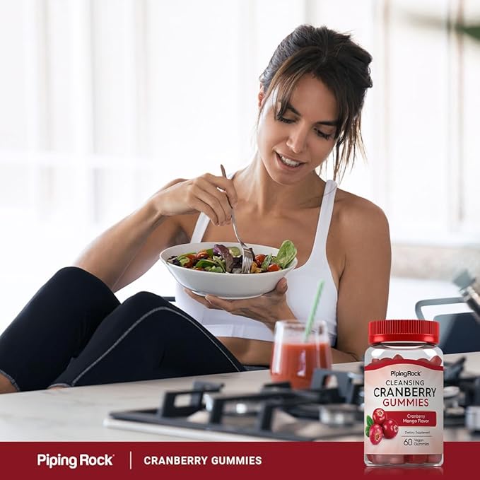 Piping Rock Cranberry Gummies | 60 Count | Cleansing Supplement for Women and Men | Cranberry Mango Flavor | Vegan, Non-GMO, Gluten Free
