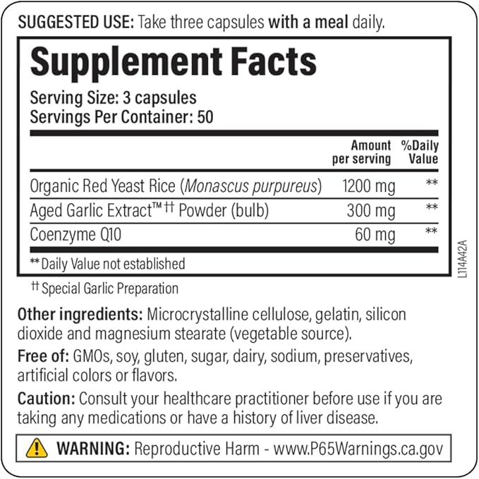 Kyolic Aged Garlic Extract Formula 114, Red Yeast Rice CoQ10, 150 Capsules