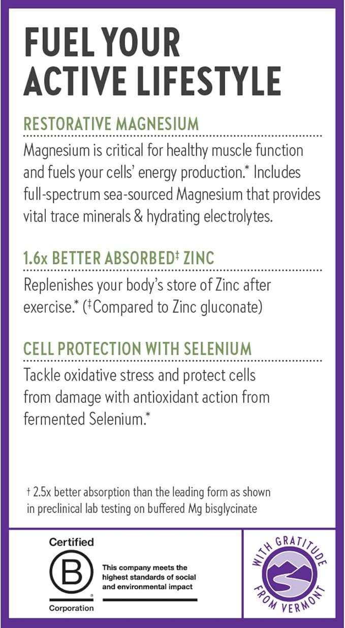New Chapter Magnesium-Selenium-Zinc Supplement, 325 mg Magnesium in One-Daily Tablet for Active Bodies, Bounce Back After Exercise with Muscle Support Minerals + Hydrating Electrolytes, 30 Count