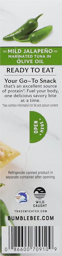 Bumble Bee Prime Protein on the Run Tuna Snack Kit - Gourmet Tuna Marinated in Olive Oil & Mild Jalapeno with Crackers and Serving Utensil - 20g of Protein Per Serving (Pack of 3), Easy Open Cans