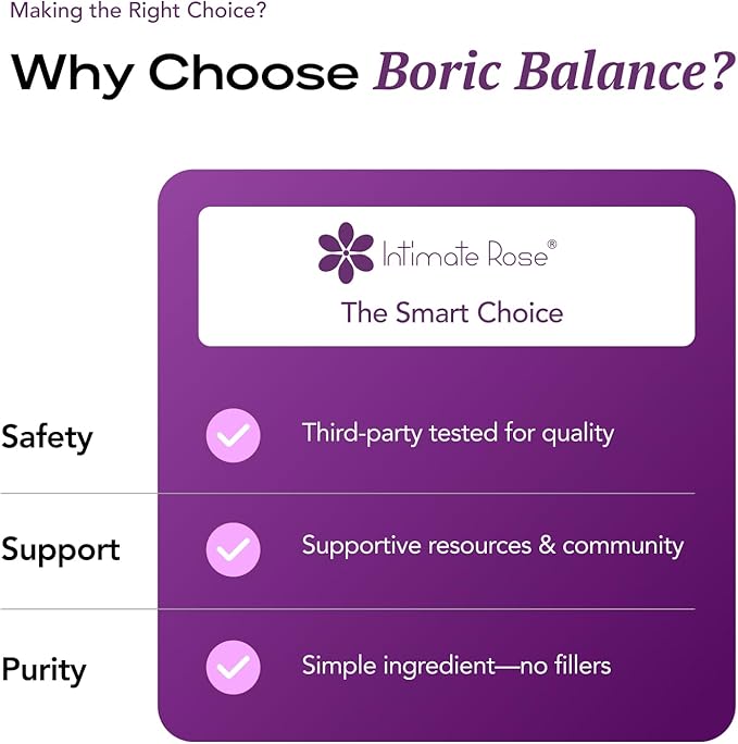 Intimate Rose Boric Acid Vaginal Suppositories, 30 Count for Feminine Deodorizing & Freshness - Vegan Capsules