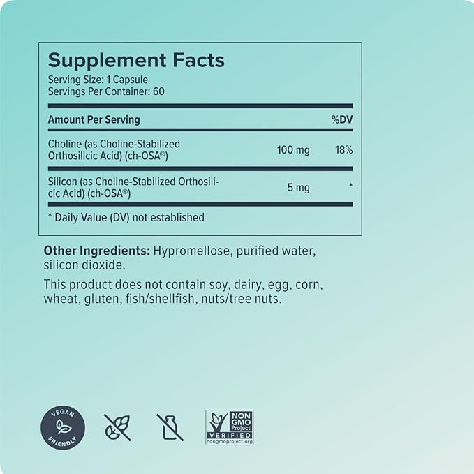 Biosil Collagen Booster Supplement - 60 Vegan Capsules - Patented ch-OSA Activator for Skin, Hair, Nails & Joints - Supports Natural Production - 30-Day Supply (Pack of 2)
