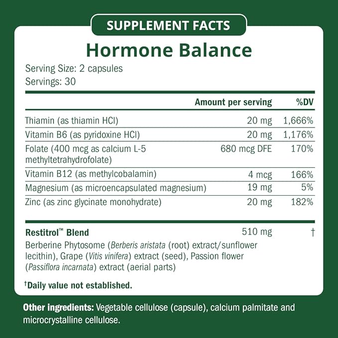 Semaine Hormone Balance – Clearer Skin, Enhanced Moods, Deeper Sleep & Happier Hormones. Hormone-Free, Vegan Capsule, Multi-Symptom Support (60 ct)