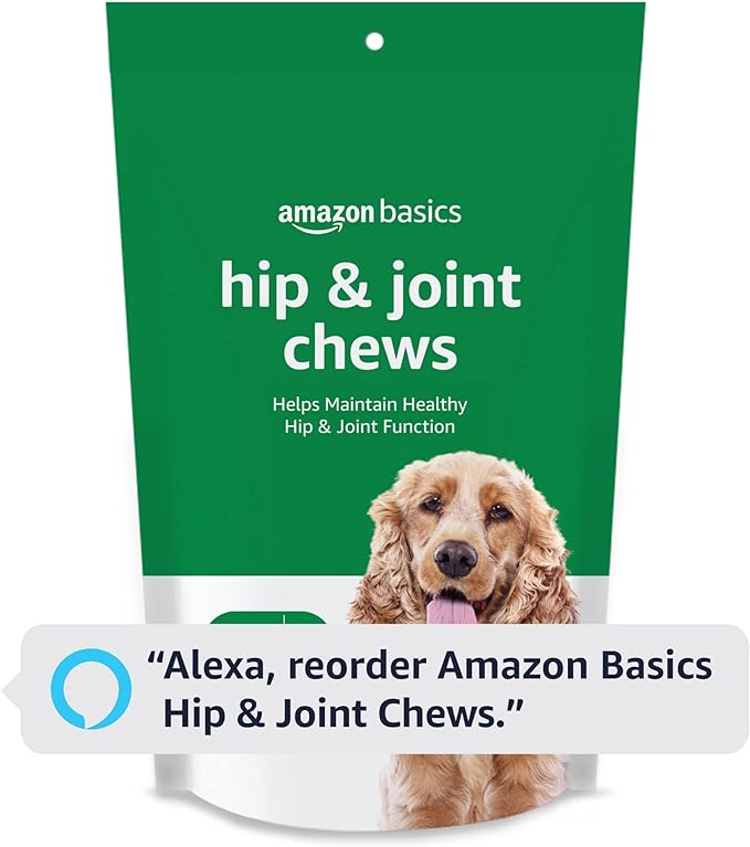Amazon Basics Dog Hip & Joint Daily Supplement Chews with Glucosamine, MSM, and Vitamin C, Duck Flavored, 60 Count (Previously Solimo)