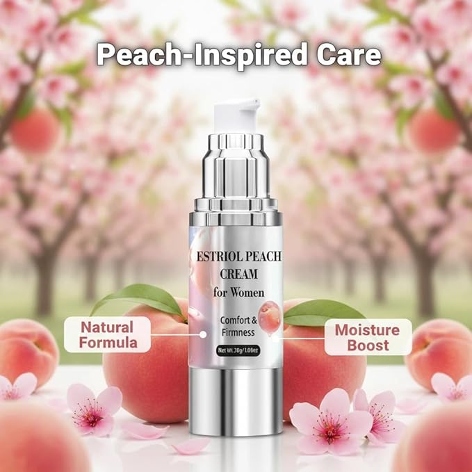 Bioidentical Estriol Cream for Women, Intimate Moisturizing Cream for Vaginal Dryness & Discomfort, Menopause Support (Peach Flavor)