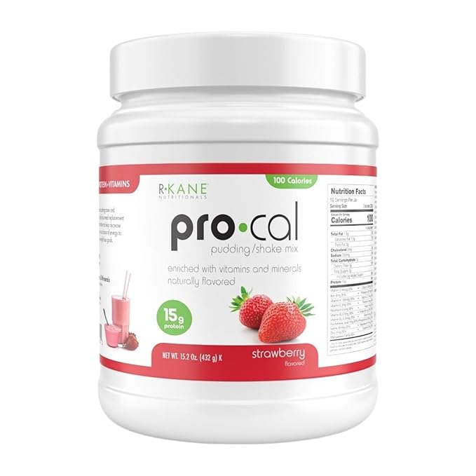 Pro-Cal Strawberry Meal Replacement Powder - High Protein, Low Calorie Shake & Pudding Mix - Low-Carb, Gluten Free - Breakfast Boost - Delicious & Easy to Prepare - 16 Servings, 15.2oz