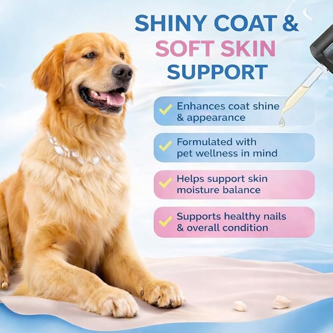 Liquid Collagen for Dogs & Cats – Grass-Fed Collagen Peptides with Biotin, Vitamin C & Hyaluronic Acid, Supports Skin & Coat Health