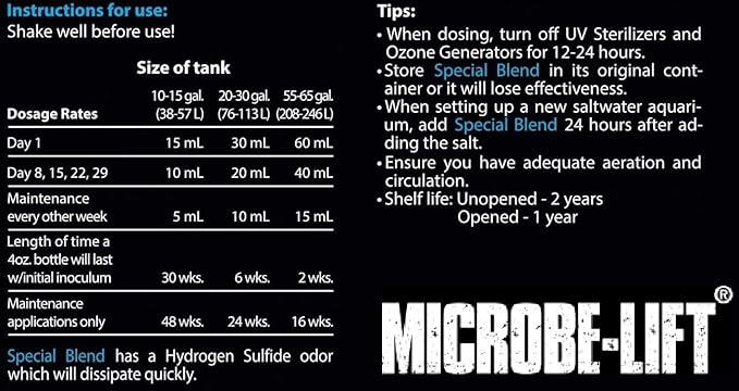 MICROBE-LIFT Special Blend Aquarium Treatment, Fish Tank Water Conditioner for Freshwater and Saltwater Tanks, Helps with Aquarium Algae Control and Odor, 16 Ounces (SBH16)