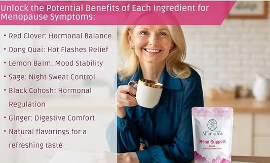 Meno-Support BloatX Organic Menopause Relief: Balances & Supports Hot Flashes, Hormones, Moods Swings, Night Sweats, & Bloating with Black Cohosh, Red Clover & Dong Quai. Natural Poha Berry Flavor.