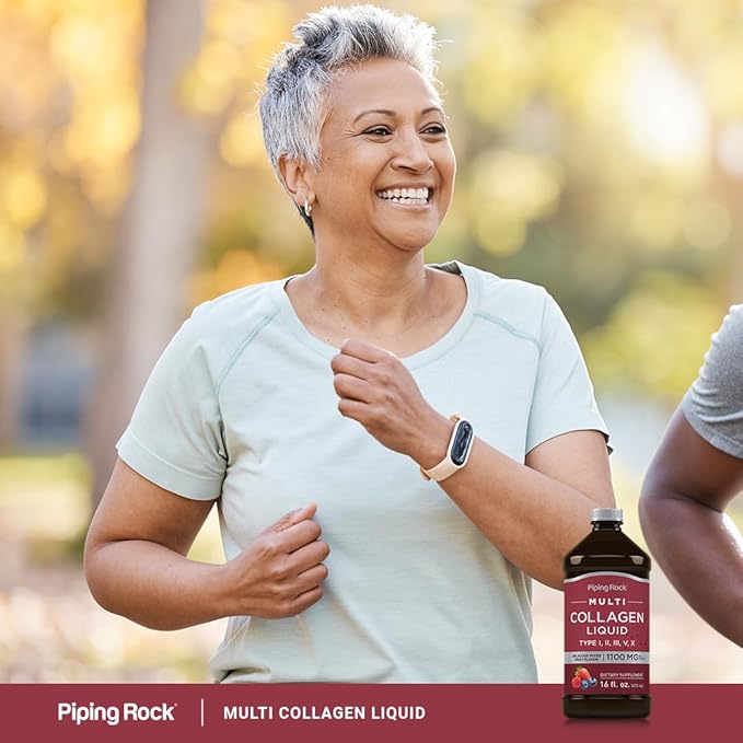 Piping Rock Liquid Collagen 16 fl oz | 1100mg | Fruit Flavor | Multi Collagen Type I, II, III, V, X | with Vitamin C | Non-GMO, Gluten Free Supplement