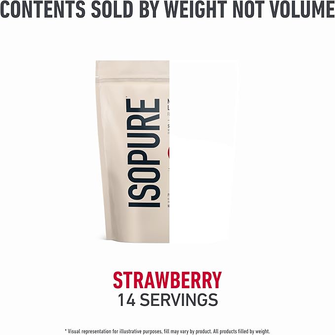 Isopure Low Carb 100% Pure Whey Isolate Protein Powder, Lactose Free, Gluten Free, With Vitamins, Strawberry, 25g Protein Per Serving, 1 Lb, 14 Servings (Packaging May Vary)